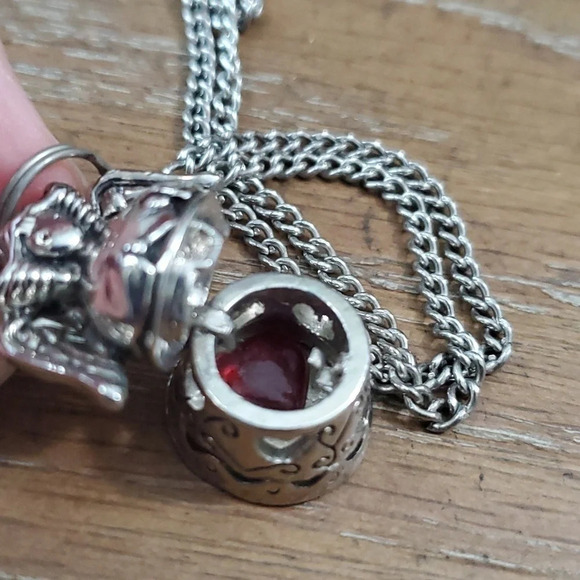 Guardian Angel Prayer box silver tone keepsake Necklace with chain - Picture 4 of 4